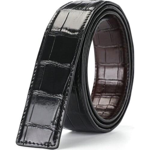 Double-side Designer Authentic Real Crocodile Belly Skin Businessmen Fancy Waist Strap Genuine True Alligator Leather Male Belts