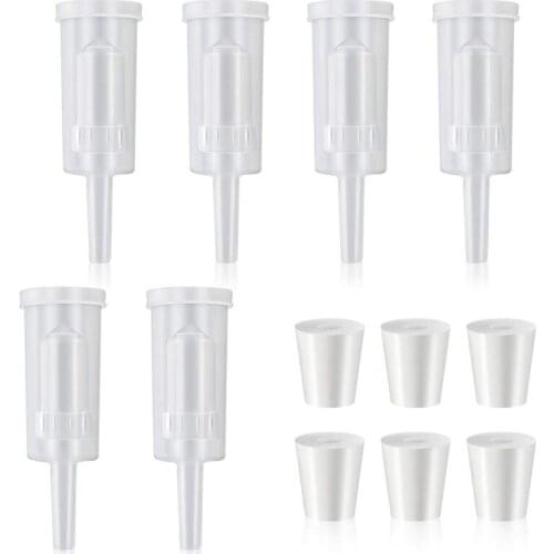 Fermentation Airlock, 6 Pack Brewing Airlock Wine Beer Airlock with Rubber Airlock Stopper Carboy Bung Twin Bubble Airlock