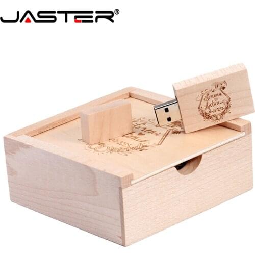 JASTER 1PCS free custom logo walnut maple wood Photo Album usb+Box usb flash drive Pendrive 8GB 16GB 32GB Wedding gift box