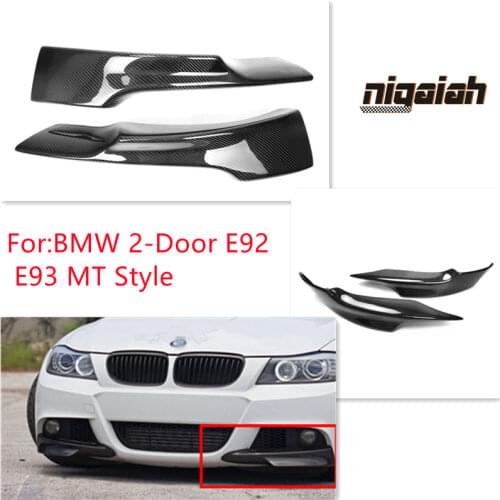2-Pcs MT Style Carbon Fiber Front Lip Splitters Front Bumper Apron Winglets For BMW 3 Series 2-Door E92 E93
