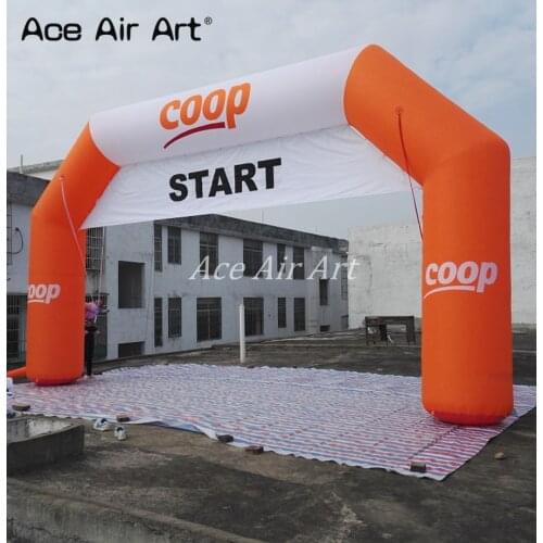Custom-made orange gantry structure beautiful event inflatables arch with removable FINISH and START banner for Advertising