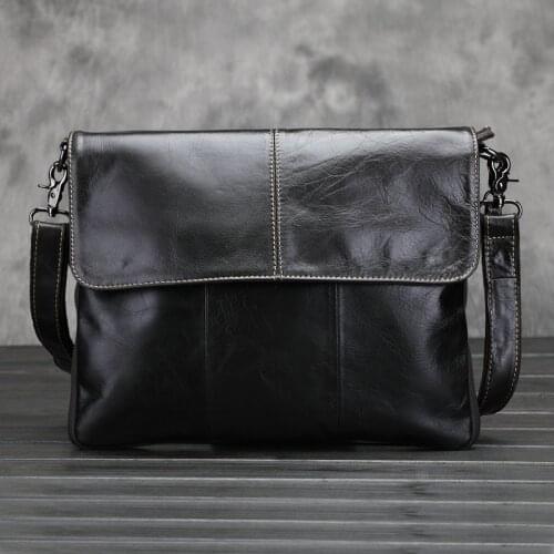 Famous brand design Retro mens Cow leather shoulder bag male day clutch bag top layer Genuine leather men casual messenger bag