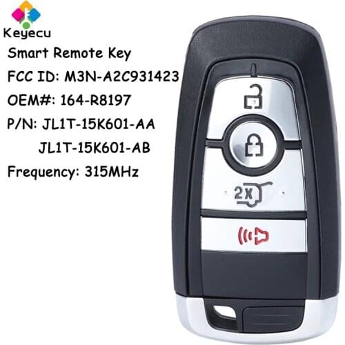 KEYECU Smart Remote Car Key With 4 Buttons 315MHz for Ford Expedition Explorer 2018 2019 2020 Fob 164-R8197 FCC#: M3N-A2C931423