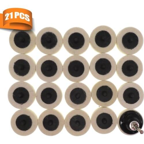 20pc Wool Pad + 1 Holder 2" Roloc Compressed Wool Felt Disc Sanding Pad Polishing Buffing Pads Wheels for Drill Power Tools