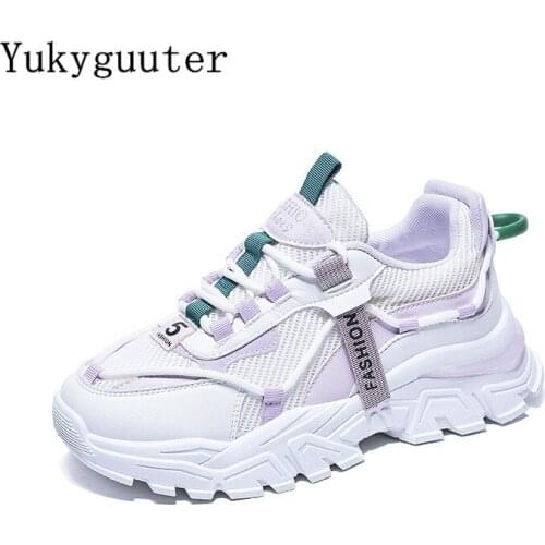 Sport Running Shoes Woman Outdoor Breathable Thick Sole Lightweight Athletic Mesh Sneakers Female Summer Height Increasing