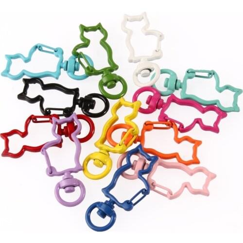 3mm*41mm Metal Hollow Cat Keychain Split Key Ring Swivel Lobster Clasps Connector For DIY Bag Belt Dog Mask Chains Accessories