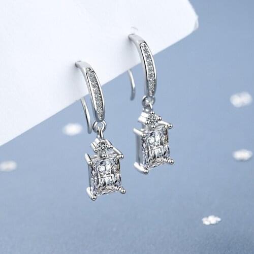 Exquisite Dangle Earring Fashion 925 Sterling Silver Sparkling Crystal Hanging Earrings for Women 2021 New Trend Earings Jewelry