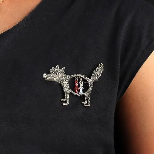 Woodland Animal Wolf Brooches For Men Broche Femme Bijoux De Luxe Hip Hop Jewelry Groomsman Gift Pins Metal