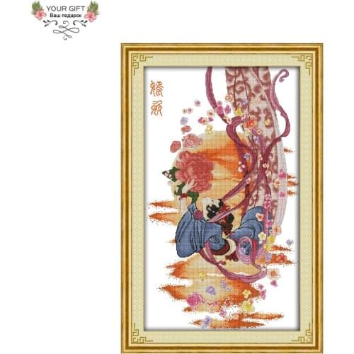 Joy Sunday Free Shipping Counted and Stamped The Heavenly Maids Scatter Blossoms Cross Stitch kits for Home Decor R355(1)