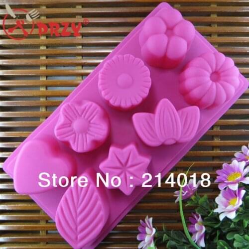 New plant modelling 8pcs/set silica gel cake tools chocolate Manufacture mold flowers leaves (SI-007)
