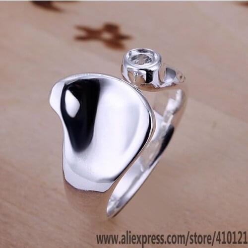 R047 Fine Silver Wholesale Rings Jewelry,Hot Sale Fashion-Sterling-Silver Charms Free Shipping Fashion Concave Heart Ring-Opened