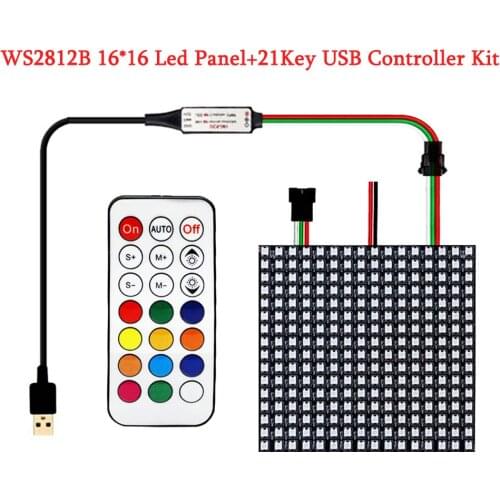 WS2812b IC RGB 8X8 16X16 8X32 LED 5050 SMD Pixel Screen Module 21key USB Controller Kit Individually addressable Light DC5V