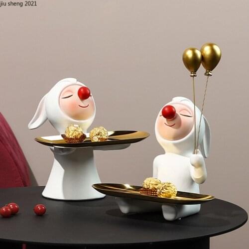 European-style Resin Doll Storage Tray Teacup Fruit Jewelry Cosmetics Storage Cute Rabbit Jewelry Display Stand Home Decoration