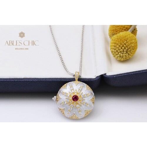 Renaissance 925 Solid Silver Gem Star Vintage Locket Pendant 18K Gold Tone Wedding Silky Charm Statement Necklace C11N3S25316