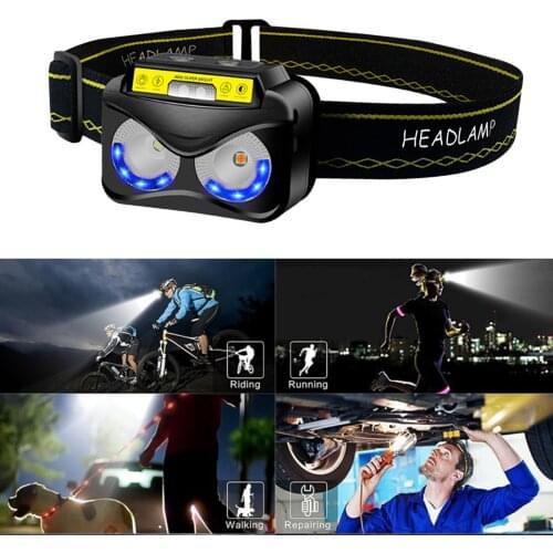 Portable Body Motion Sensor Headlight USB Rechargeable Headlamp Head Front Light Waterproof Head Flashlight Head Torch