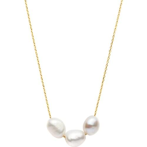 Simples classtic GABRIELE necklace Freshwater baroque pearl pendant necklace Italian stainless steel chain necklace for women