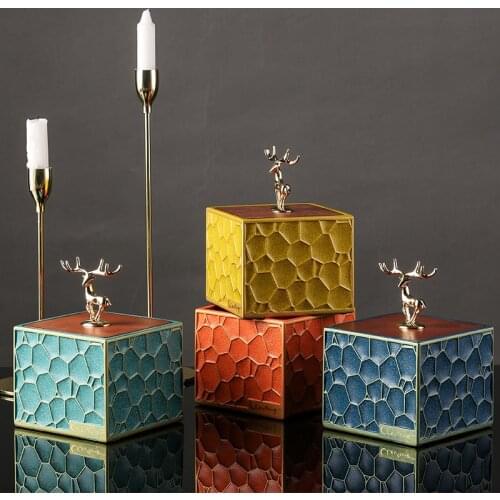 Nordic Resin Luxury Jewelry Cosmetics Desktop Debris Storage Box with Lid Household Multifunctional Storage Container Decoration