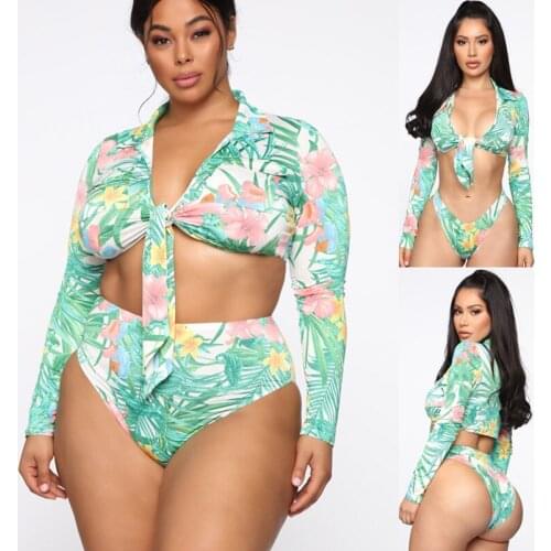 Print Floral One Piece Swimsuit Women Swimwear Monokini Long Sleeve Printed Female Bathing Suit Surfing Bodysuit Swim Wear Beach
