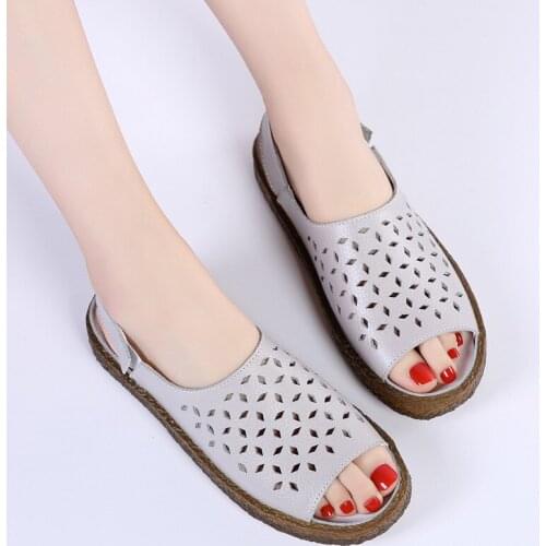 2021 Summer Luxury Woman Sandals Shoes Flat Platform Sandals Women Leather Casual Open Toe Gladiator Casual Beach Shoes Size 44