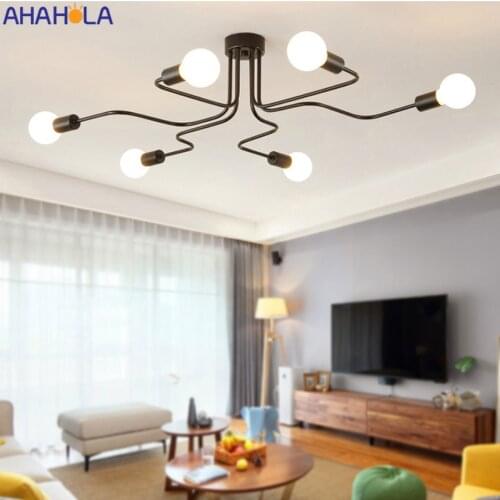 Black Gold Nordic Modern Chandelier Lighting for Living Room Bedroom Iron E27 Loft Industrial Vintage Chandelier Light Lustre