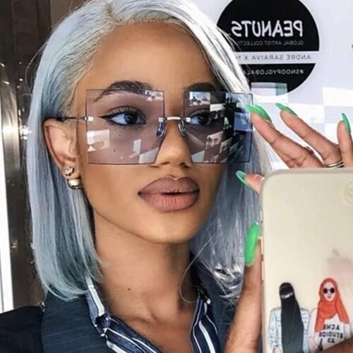 ONEVAN Oversized Square Sunglasses Women 2021 Luxury Brand Rimless Sunglasses Women/men Fashion Shades Glasses Vintage Oculos
