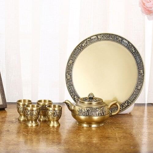 50LB Elephant Wine Set of 6 European Metal Vintage Wine Decanter Set With Cups And Serving Bar Barware Gifts