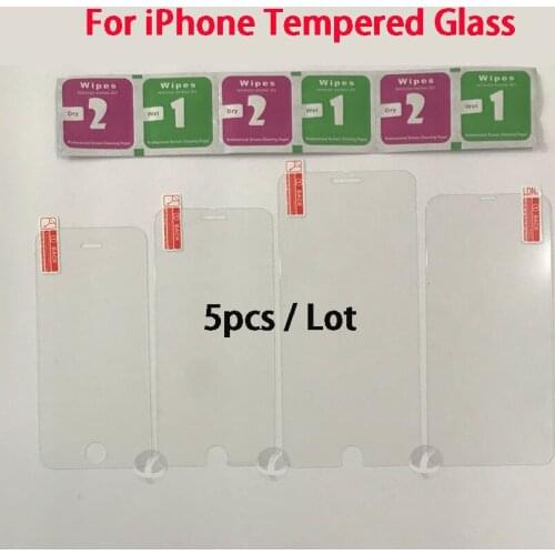 5pcs / Lot Tempered Glass for iphone 4 4S 5 5S 5C SE 6 6P 6SP 7 7P 8 8P Plus X XS XR XSM 11 Pro Max 11Pro With Free Gift