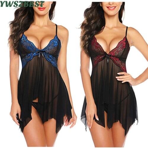 Fashion Sexy Sleepwear Night Dress Lingerie Women Nightwear Sexy Lace Temptation Underwear Nightdress Bathrobe Female Nightdress