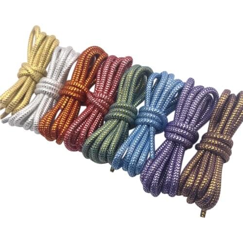 Coolstring Woman Wavy Black Gold White Silver Metallic Shoe Laces Glitter Shimmering Bootlaces For Women Lady Party Dress Boots