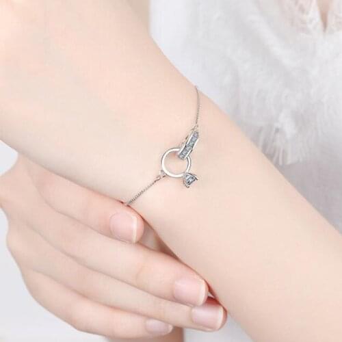 Trendy Heart Double Circle Geometric Charm Bracelets For Women Zircon Bracelet Pulseira Feminina Valentines Day Gift