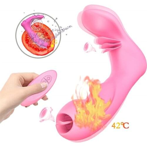 Female Remote Tongue Vibrator Butterfly G Spot Clitoris Stimulator Clit Sucker Automatic Heating Toys for Adults Sex shop