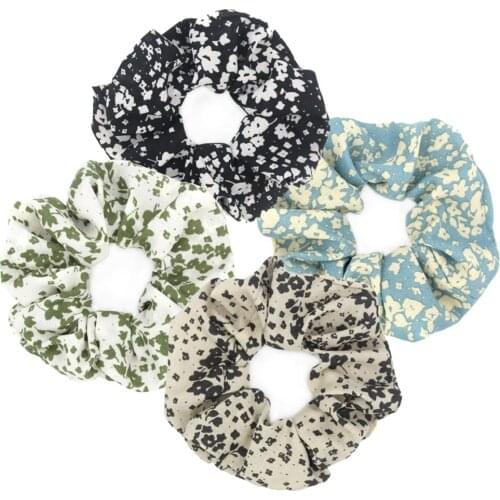 Furling Girl 1PC Flower Pattern Cloth Hair Scrunchy Floral Ponytail Holder Hair ties Elastic Hair Bands for Women