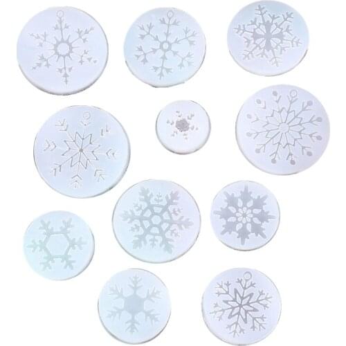 11Pcs Snowflake Resin Molds Snowflake Pendant Silicone Casting Molds Epoxy Resin Christmas Props Decorations DIY Crafts X4YA