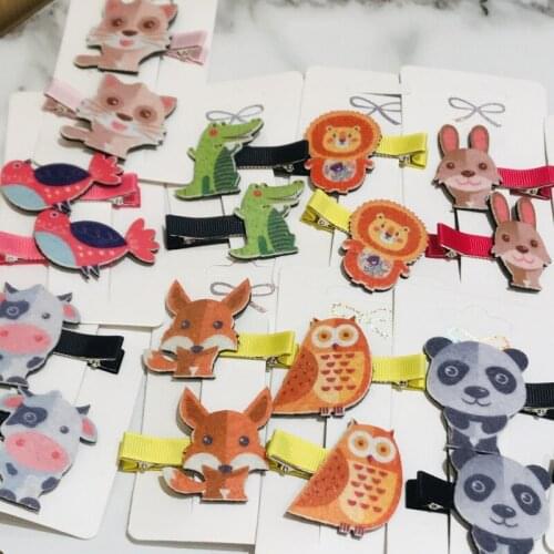 2Pcs/Set Children Cute Felt Animals Panda Cat Cartoon Ornament Baby Hair Clips Girls Lovely Hairpins Kids Hair Accessories