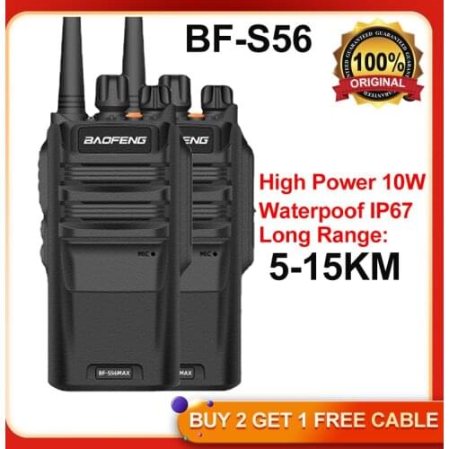 2pc Walkie Talkie Long Range 5-15KM BF S56 Max IP67 Waterproof High Power 10W Transceiver handy Baofeng talkie walkie
