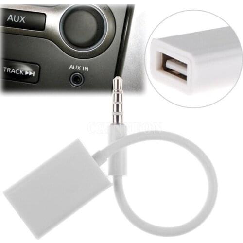2000Pcs/Lot 3.5mm Male AUX Audio Plug Jack To USB 2.0 Female Converter Cable Cord Car MP3