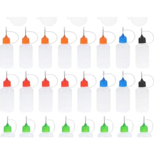 24pcs 30ml Needle Applicator Tip Bottles with 5pcs Funnel Glue Bottles with Steel Needle DIY Quilling Oiler Bottle for DIY Craft