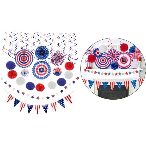 4th of July Patriotic Decor American Flag Star Hanging Swirls Party Supplies Hanging Ornaments for Independence Day,Memorial Day