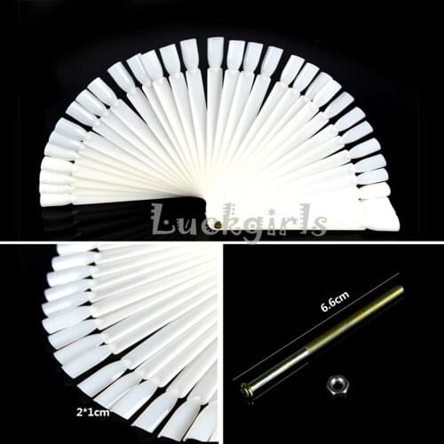 50/Set Nail Art Tips Display Practice Fan Nail Polish Swatches/Nail Color Sample Nail Art Tools Practice Equipment white