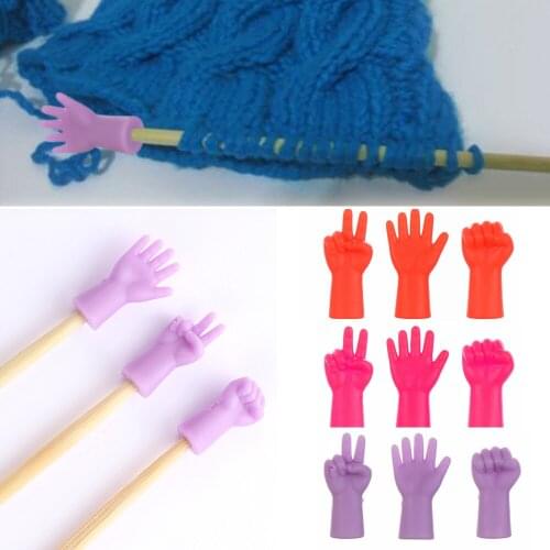 6 Pcs Rubber Knitting Needles Stitch Protectors Non-slip Needle Tip Gesture Weave Stopper Tail Buckle Mix Shaped DIY Sewing Tool