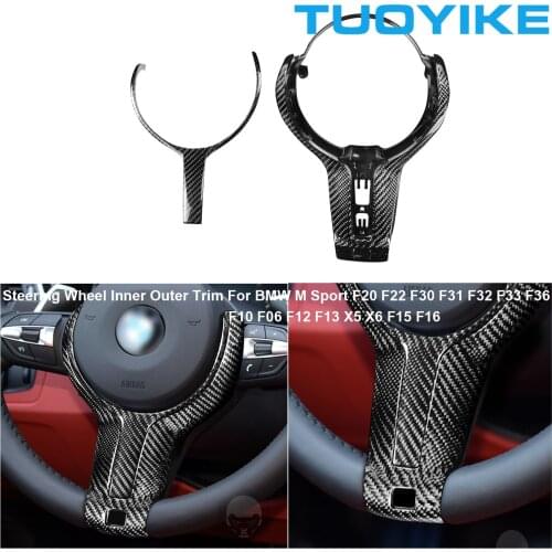 Car Real Carbon Fiber Steering Wheel Inner Trim Cover Sticker For BMW M Sport F20 F22 F30 F31F32 F33 F36 F10 F06 X5 X6 F15 F16