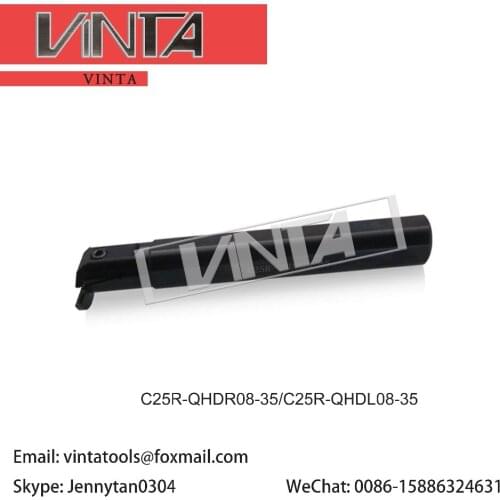 Free shipping C25R-QHDL08-35/C25R-QHDR08-35 cnc carbide internal cutting tools, indexable lathe turning grooving holder bar