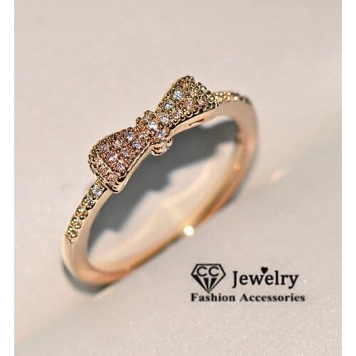CC Rings For Women Silver S925 Bow-knot Cubic Zirconia Wedding Ring Bridal Engagement Fine Jewelry Simple Accessories CC3215