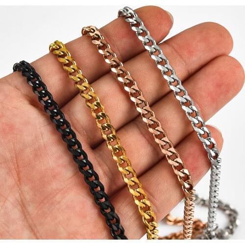 Width 3.5MM/5MM/6MM/7MM/8MM Stainless Steel Necklace Classic Silver Gold Color Fashion Cuban Chain Men and Women Chain Gift