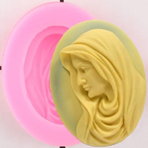 Virgin Mary Nun Cameo Silicone Mold Candy Resin Clay Molds Cupcake Topper Fondant Cake Decorating Tools Chocolate Gumpaste Mould