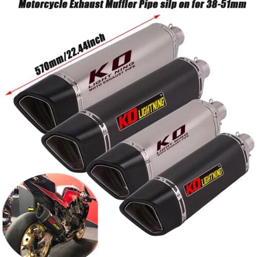 470MM 570MM Tail Muffler Pipe Removable DB Killer for 38-51mm Motorcycle Exhaust Vent Tubes Carbon Fiber Stainless Steel System