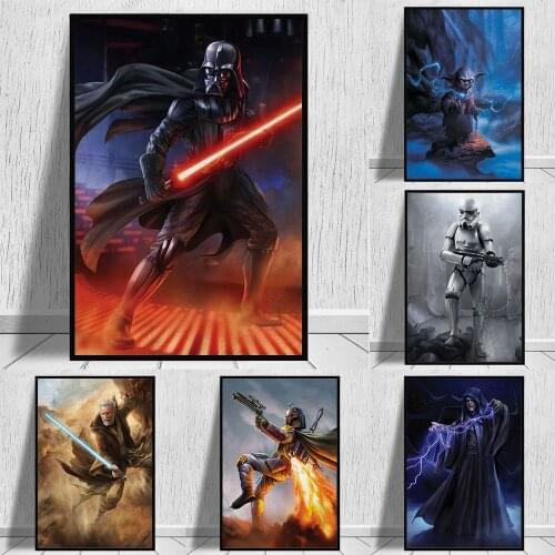 Disney Star Wars Moments Edge Portrait Paintings on the Wall Art Posters and Prints Yoda Retro Canvas Picture Home Decor Cuadros