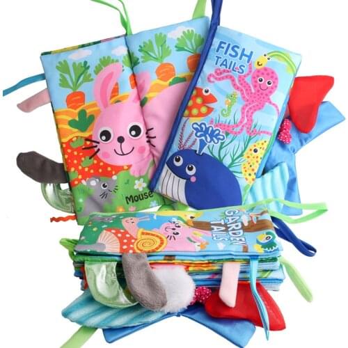 Baby Toys Infant Baby Book Early Development Cloth Books For Kids Learning Education Activity Books Animal Tails Dinosaur