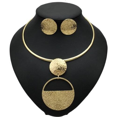 Punk Style Fashion Jewelry For Women Metal Geometric Choker Necklaces Earrings Set Statement Accessories UKMOC