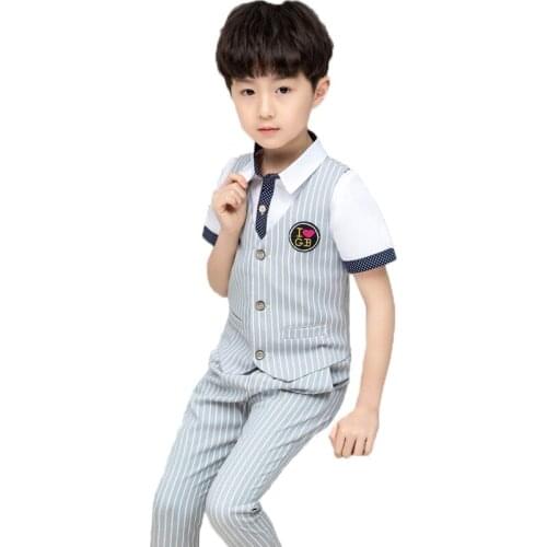 Wedding Suit for Flower Boys Children Summer Formal Vest+Shorts 2Pcs Clothing Set for Baby Kids Birthday Costume Tuxedo Suits